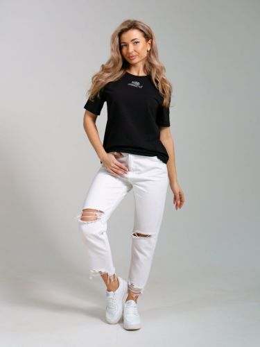 Изображение товара «Женская футболка из кулирки с лайкрой «Ф-25 (черный)» арт 84041» из магазина «Ивановский-Текстиль.РФ»