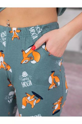 Изображение товара «Женская пижама (футболка+брюки) из кулирки «Йога (ментол)» арт 51380» из магазина «Ивановский-Текстиль.РФ»