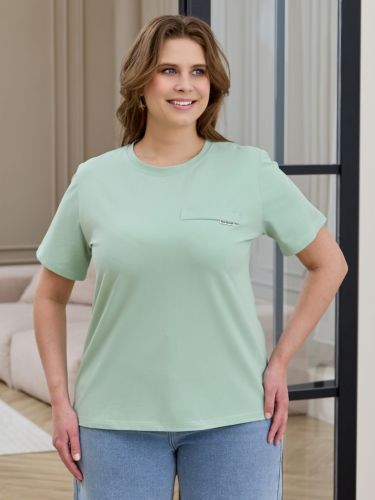 Изображение товара «Женская футболка из кулирки с лайкрой «Искра-2 [светло-зеленый]» арт 89868» из магазина «Ивановский-Текстиль.РФ»
