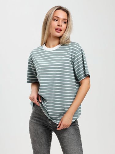 Изображение товара «Женская футболка из кулирки с лайкрой «Брина-2 [серо-зеленый]» арт 88882» из магазина «Ивановский-Текстиль.РФ»