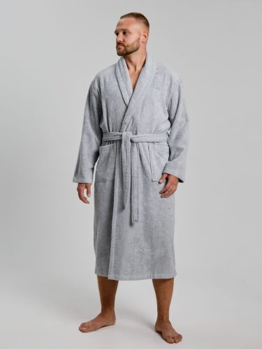 Изображение товара «Мужской халат (на запах с поясом) из махры «Комфорт-4 [светло-серый]» арт 85892» из магазина «Ивановский-Текстиль.РФ»
