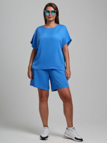 Изображение товара «Женские шорты из плательной ткани «Летний драйв-3 [голубой]» арт 85005» из магазина «Ивановский-Текстиль.РФ»