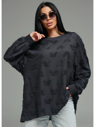 Изображение товара «Женский свитшот из махры жаккард «Ребека [микки серый]» арт 89411» из магазина «Ивановский-Текстиль.РФ»