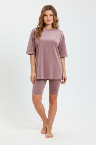 Изображение товара «Женский костюм (футболка+велосипедки) из стрейч-велюра «Пандора-3 [капучино]» арт 86216» из магазина «Ивановский-Текстиль.РФ»