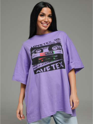 Изображение товара «Женская футболка из кулирки «Блум [фиолетовый]» арт 85107» из магазина «Ивановский-Текстиль.РФ»