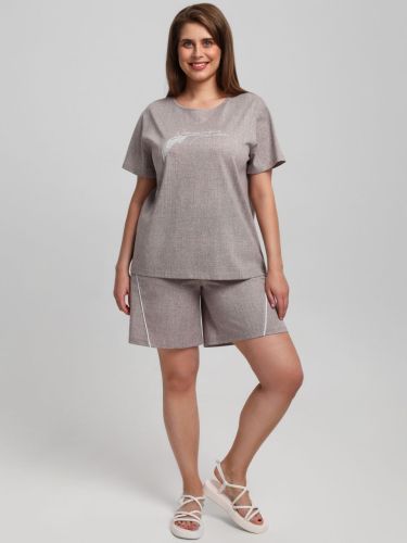 Изображение товара «Женский костюм (футболка+шорты) из кулирки пенье «Баронесса-2 [бежевый]» арт 85035» из магазина «Ивановский-Текстиль.РФ»