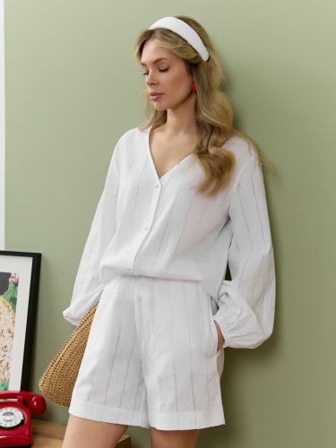 Изображение товара «Женские шорты из батиста шитье «Леонис-2 [белый]» арт 89907» из магазина «Ивановский-Текстиль.РФ»