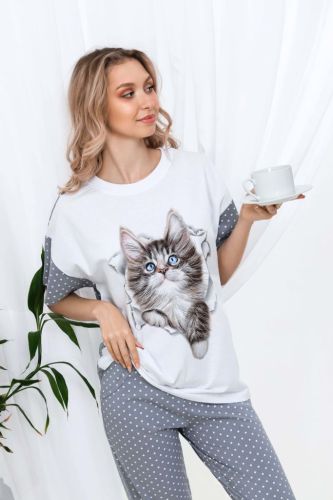 Изображение товара «Женский костюм (футболка+бриджи) из кулирки «Брамс» арт 66552» из магазина «Ивановский-Текстиль.РФ»
