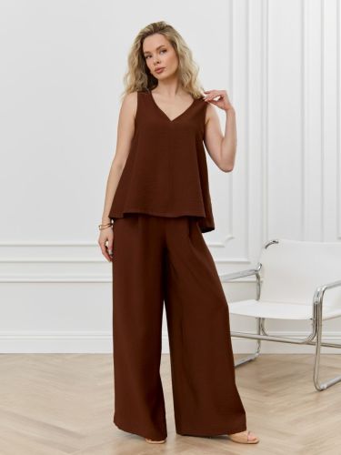 Изображение товара «Женская блузка из фактурного полотна «Ясмина-2 [коричневый]» арт 89669» из магазина «Ивановский-Текстиль.РФ»