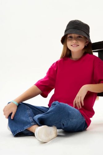 Изображение товара «Футболка для девочки из кулирки с лайкрой «Oversize-фуксия» арт 73732» из магазина «Ивановский-Текстиль.РФ»