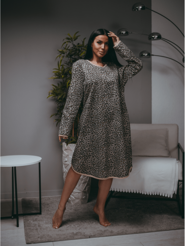 Изображение товара «Женская сорочка из футера с начесом «Мелодия [леопард]» арт 86180» из магазина «Ивановский-Текстиль.РФ»