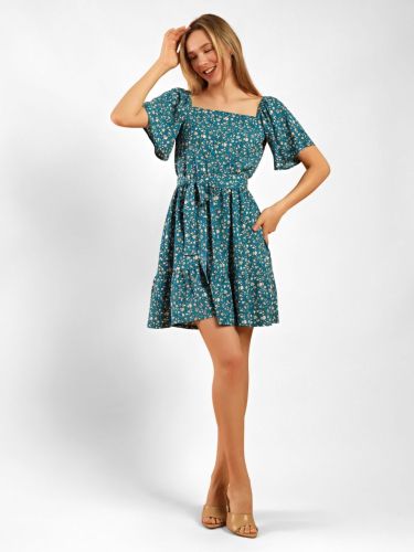 Изображение товара «Женское платье из штапеля «Леди шарм-1 [петроль]» арт 84208» из магазина «Ивановский-Текстиль.РФ»