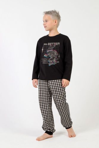 Изображение товара «Пижама для мальчика (футболка+брюки) из кулирки «Для мальчика отдых-1 [черный]» арт 81021» из магазина «Ивановский-Текстиль.РФ»