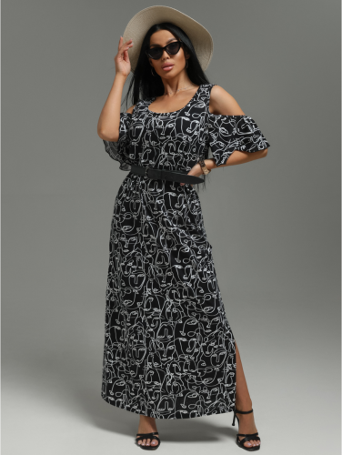 Изображение товара «Женское платье из кулирки «Новелла [графика черный]» арт 85159» из магазина «Ивановский-Текстиль.РФ»