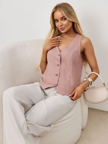 Изображение товара «Женский жилет из льна-вискозы «Аманти-1 [пудровый]» арт 89677» из магазина «Ивановский-Текстиль.РФ»