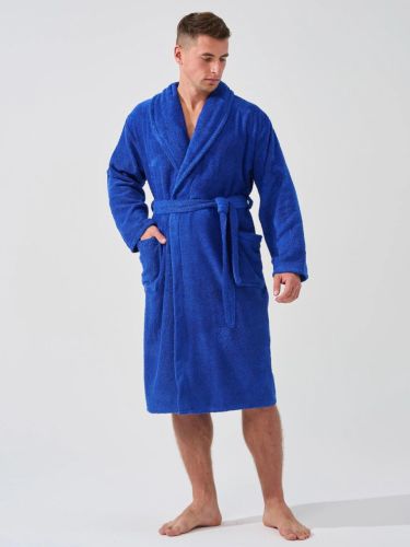 Изображение товара «Мужской халат (на запах с поясом) из махры «Банный 2009-м (синий)» арт 86523» из магазина «Ивановский-Текстиль.РФ»
