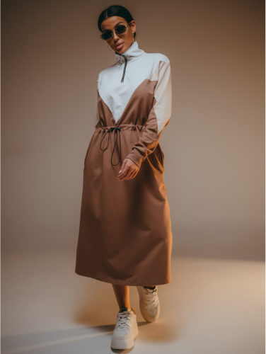 Изображение товара «Женское платье из футера с лайкрой пенье «Одри [кофе]» арт 85725» из магазина «Ивановский-Текстиль.РФ»