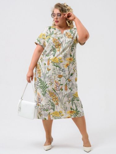 Изображение товара «Женское платье из полульна «Вологда 1929-П/л (желтый)» арт 86429» из магазина «Ивановский-Текстиль.РФ»