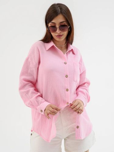Изображение товара «Женская рубашка из муслина «Муслин 2315-Мус (розовый)» арт 83699» из магазина «Ивановский-Текстиль.РФ»
