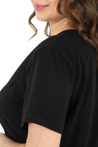 Изображение товара «Женская футболка из кулирки с лайкрой «Базис-4 [черный]» арт 72717» из магазина «Ивановский-Текстиль.РФ»
