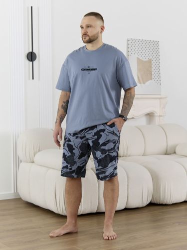 Изображение товара «Мужской костюм (футболка+шорты) из кулирки «Страйк [серый]» арт 89294» из магазина «Ивановский-Текстиль.РФ»